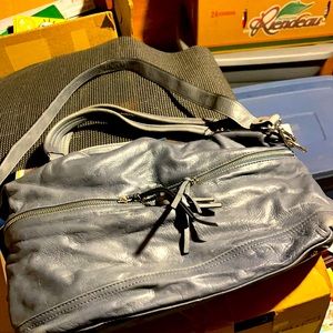 Danier denim blue genuine leather hand bag